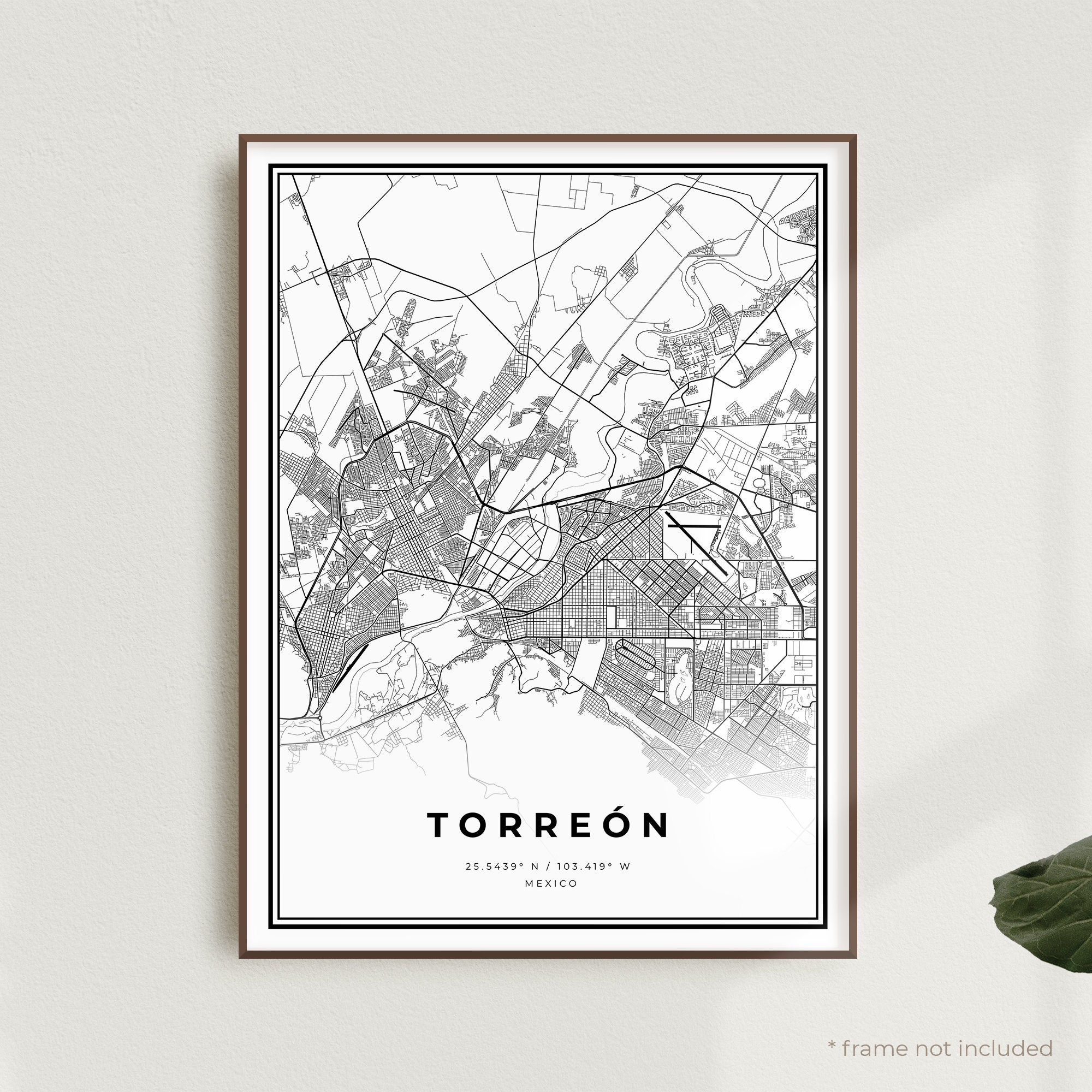 Torreón Map Print, Torreón Street Map Poster, Mexico, Modern Minimalist Map, Office Wall Art, Housewarming Birthday Gift | MW370