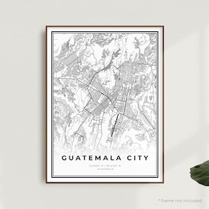 Impresión del mapa de la ciudad de Guatemala, mapa de calles de la ciudad de Guatemala, Guatemala, mapa minimalista moderno, arte de pared de oficina, regalo de cumpleaños de inauguración de la casa / MW272