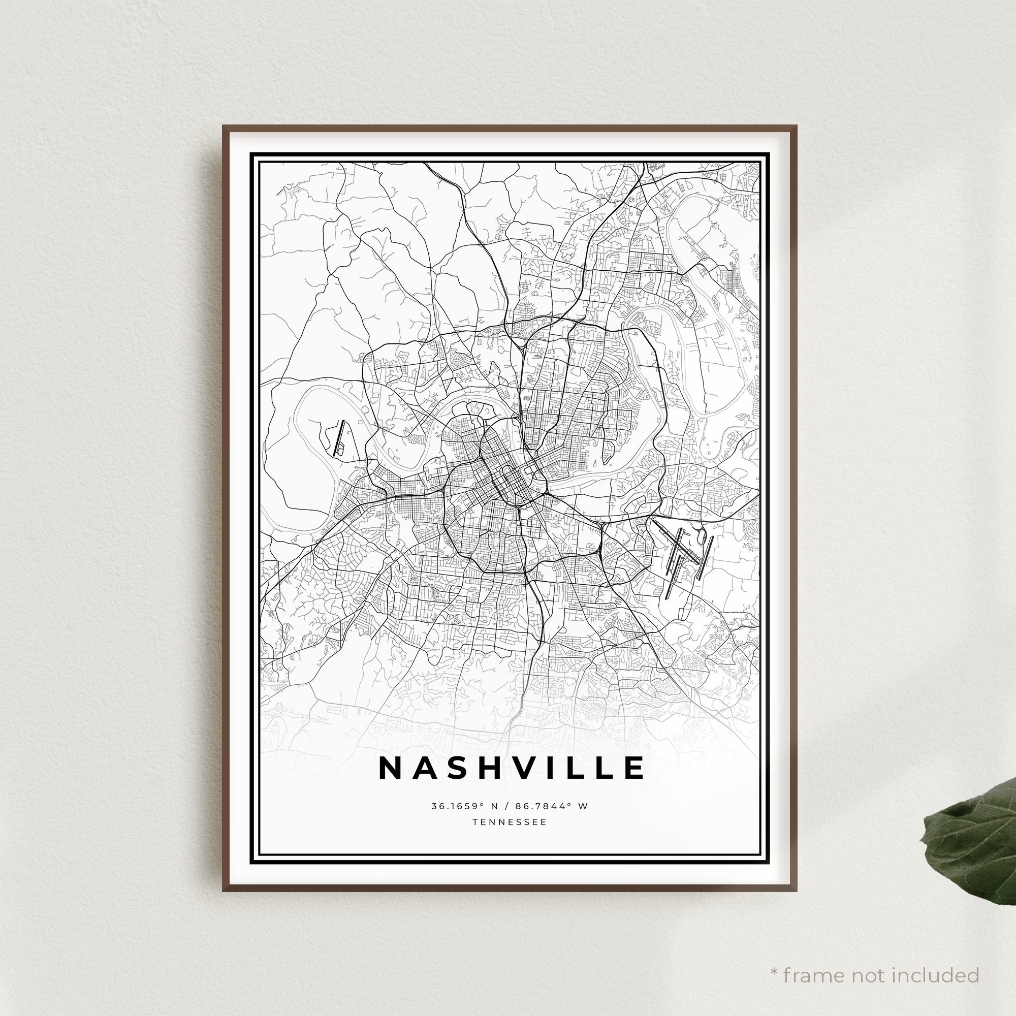 Nashville Map Print Nashville Street Map Poster Tennessee - Etsy