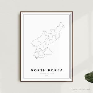 North Korea Map Print, North Korea Street Map Poster, Asia, Modern Minimalist Map, Office Wall Art, Housewarming Birthday Gift | MW570