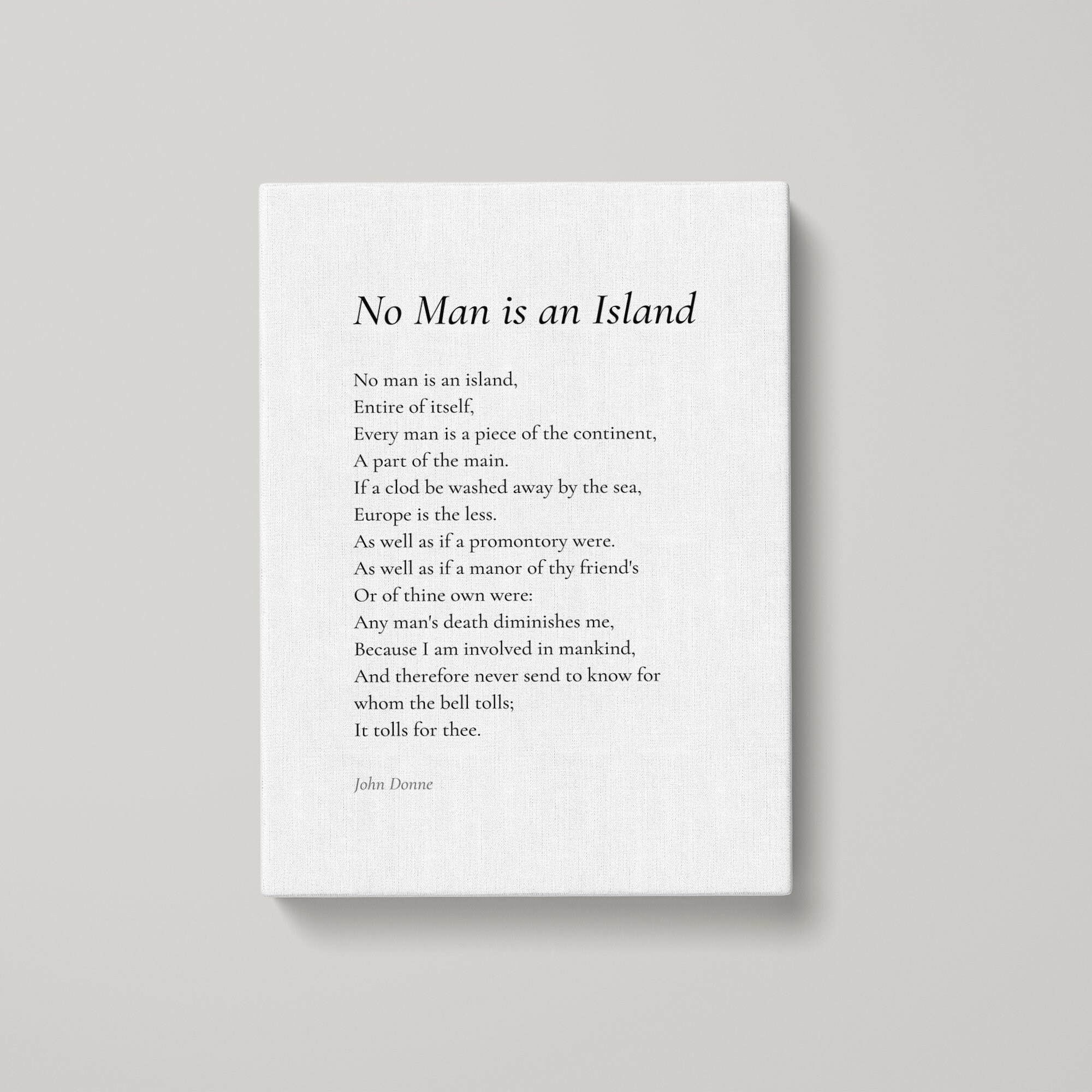 John donne no man is an island poem canvas print poetry etsy