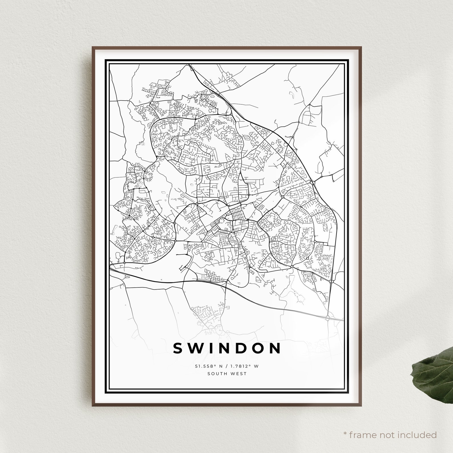 Swindon Map Print Swindon Street Map Poster UK Modern - Etsy UK