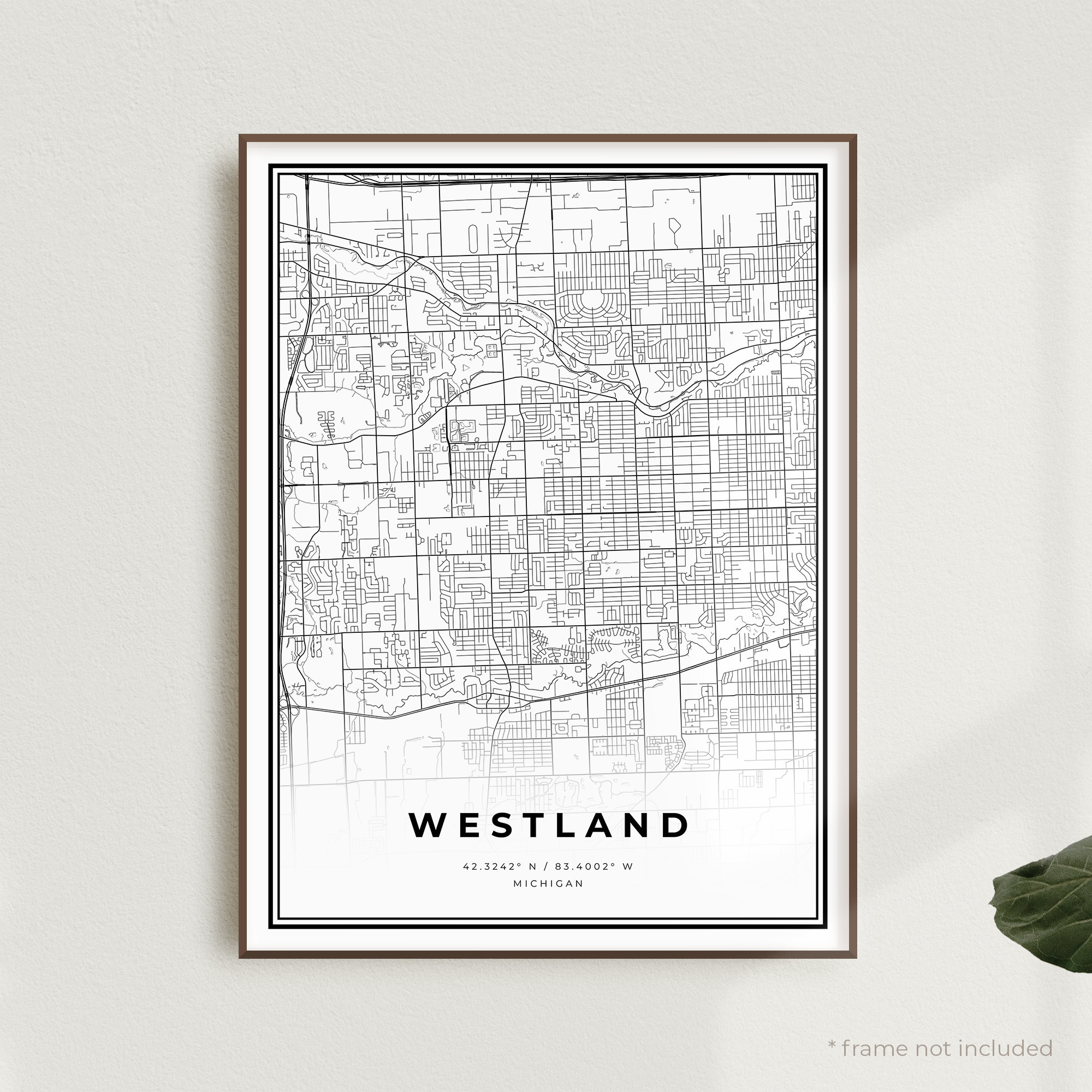 Westland Map Print Westland Street Map Poster Michigan Etsy