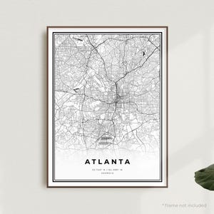 Atlanta Map Print, Atlanta Street Map Poster, Georgia, Modern Minimalist Map, Office Wall Art, Housewarming Birthday Gift | MU40