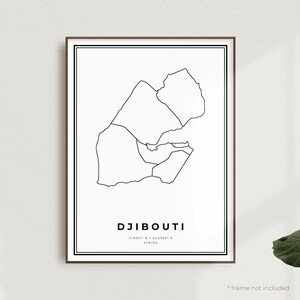Djibouti Map Print, Djibouti Street Map Poster, Africa, Modern Minimalist Map, Office Wall Art, Housewarming Birthday Gift | MW512
