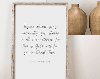 1 Thessalonians 5:16-18 Rejoice always, pray Quote Print - Bible Verse Wall Art, Christian Scripture Gift, Bible Verse Decor | BB02