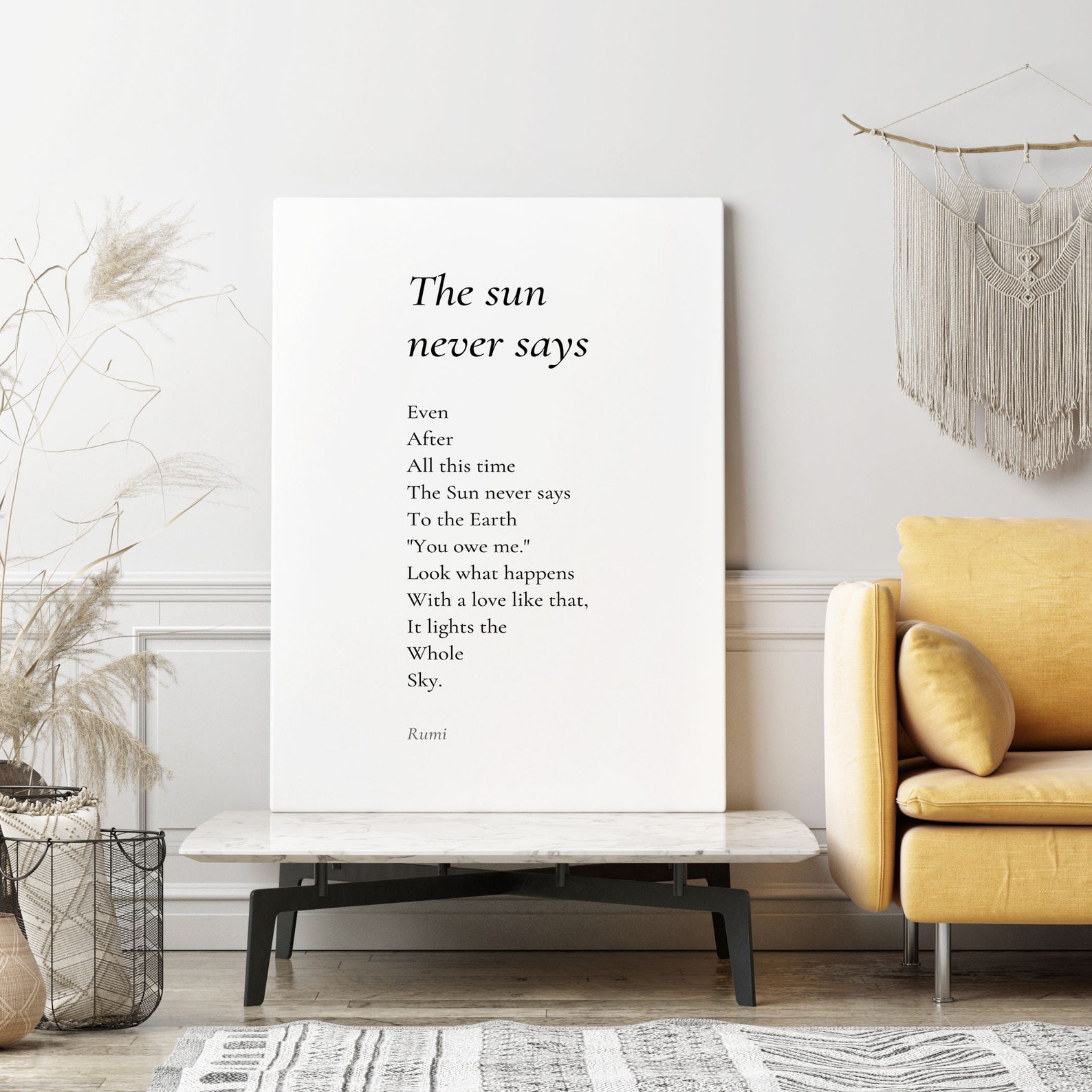 The Sun Never Says by Rumi Poem Canvas Print Poetry Print Etsy