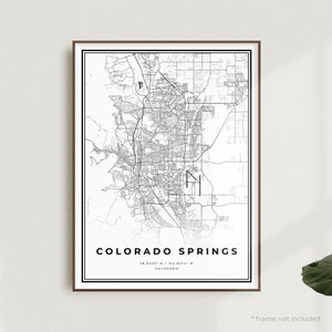 Impression de carte de Colorado Springs, carte des rues de Colorado Springs, Colorado, carte minimaliste moderne, art mural bureau, cadeau d'anniversaire de pendaison de crémaillère | MU41