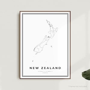Impression de carte de Nouvelle-Zélande, affiche de carte de rue de Nouvelle-Zélande, Océanie, carte minimaliste moderne, art mural de bureau, cadeau d'anniversaire de pendaison de crémaillère | MW604