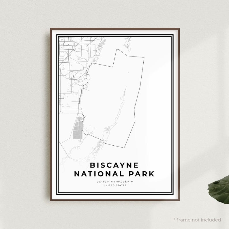 Biscayne National Park Map Print, Biscayne National Park Street Map