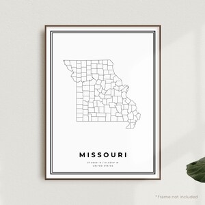 Missouri Map Print, Missouri Street Map Poster, United States, Modern Minimalist Map, Office Wall Art, Housewarming Birthday Gift | MU546