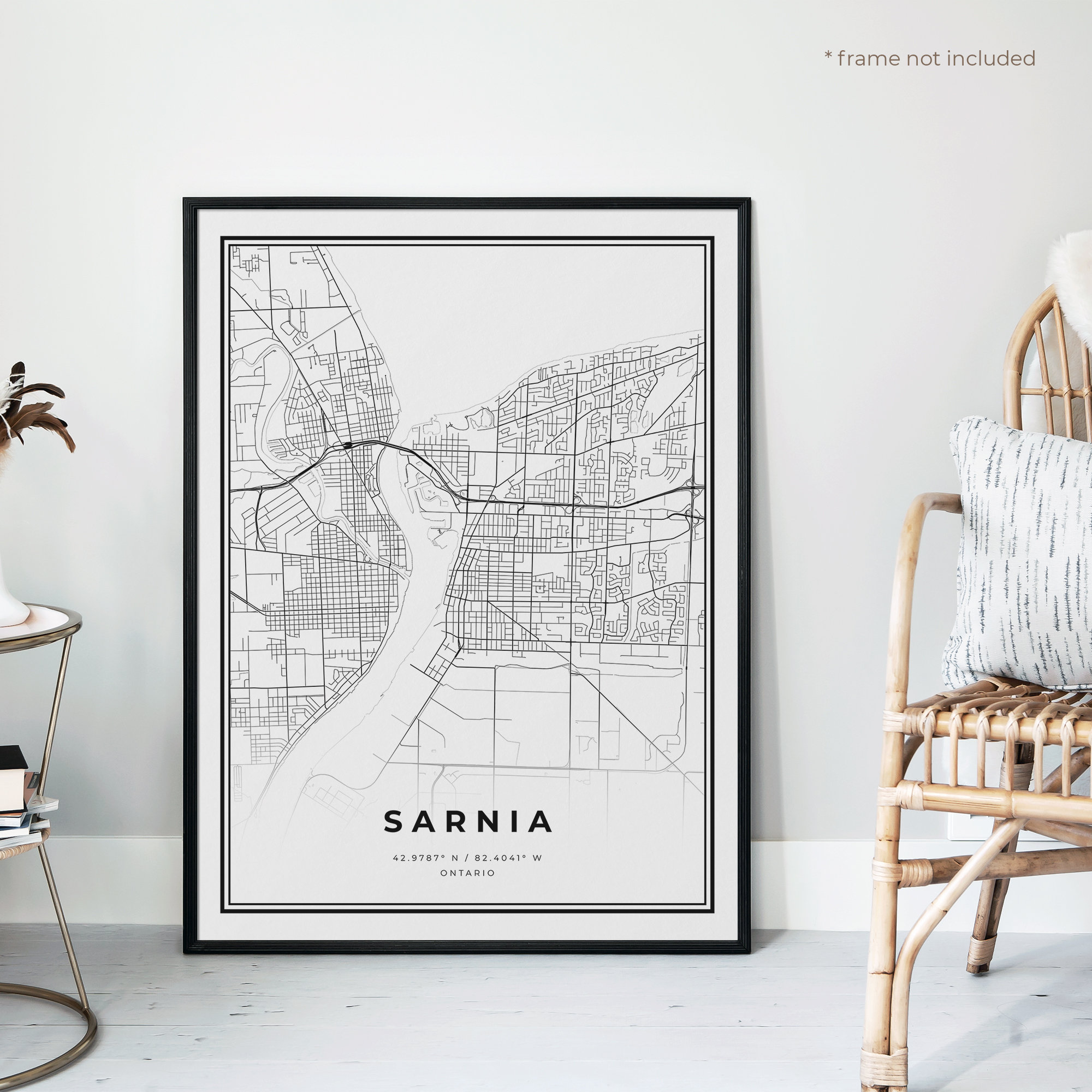Sarnia Map Print Sarnia Street Map Poster Canada Modern Etsy
