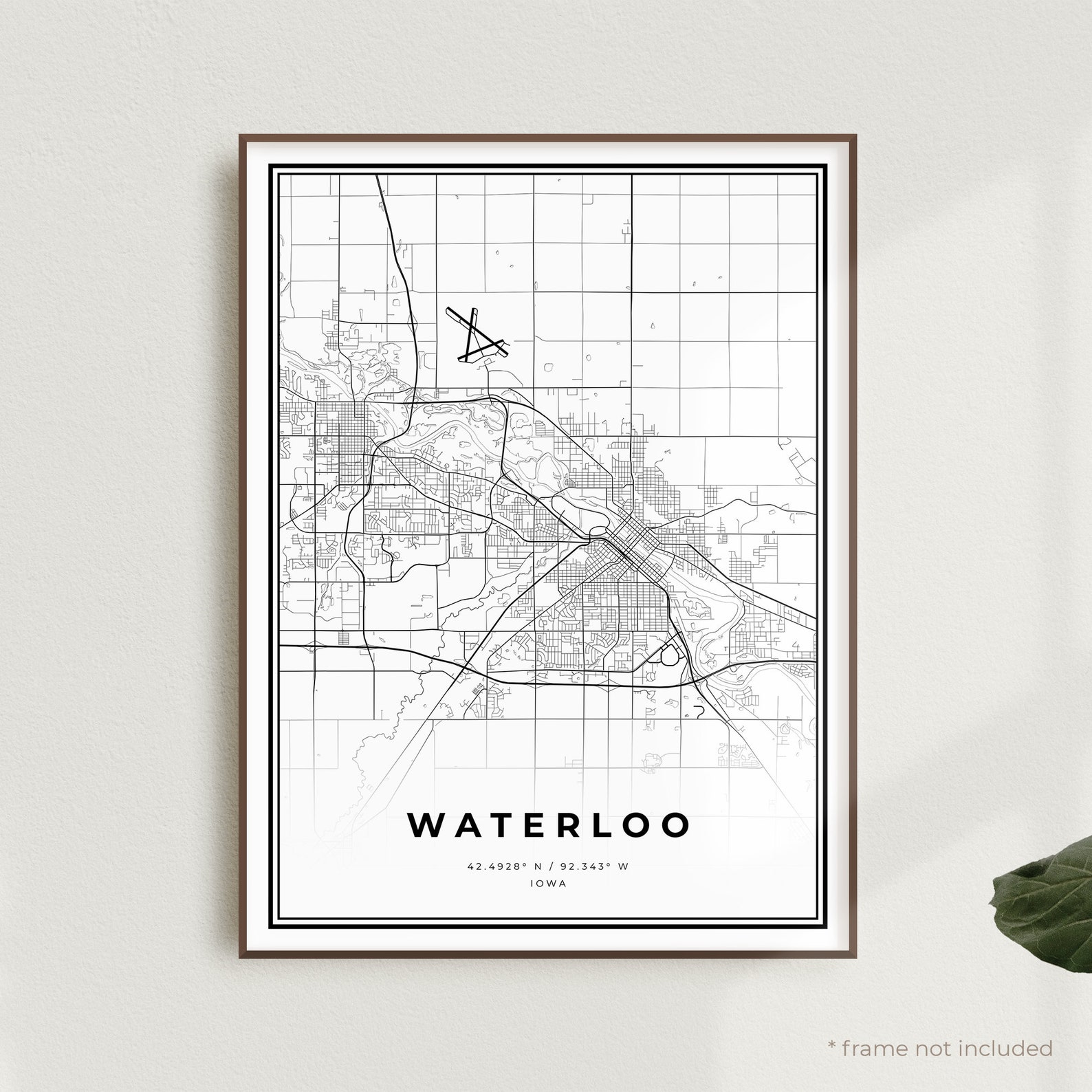 Waterloo Map Print Waterloo Street Map Poster Iowa Modern | Etsy