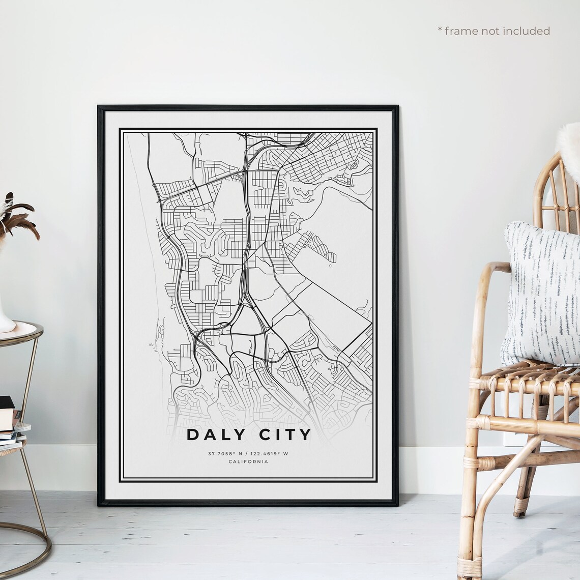 Daly City Map Print Daly City Street Map Poster California Etsy