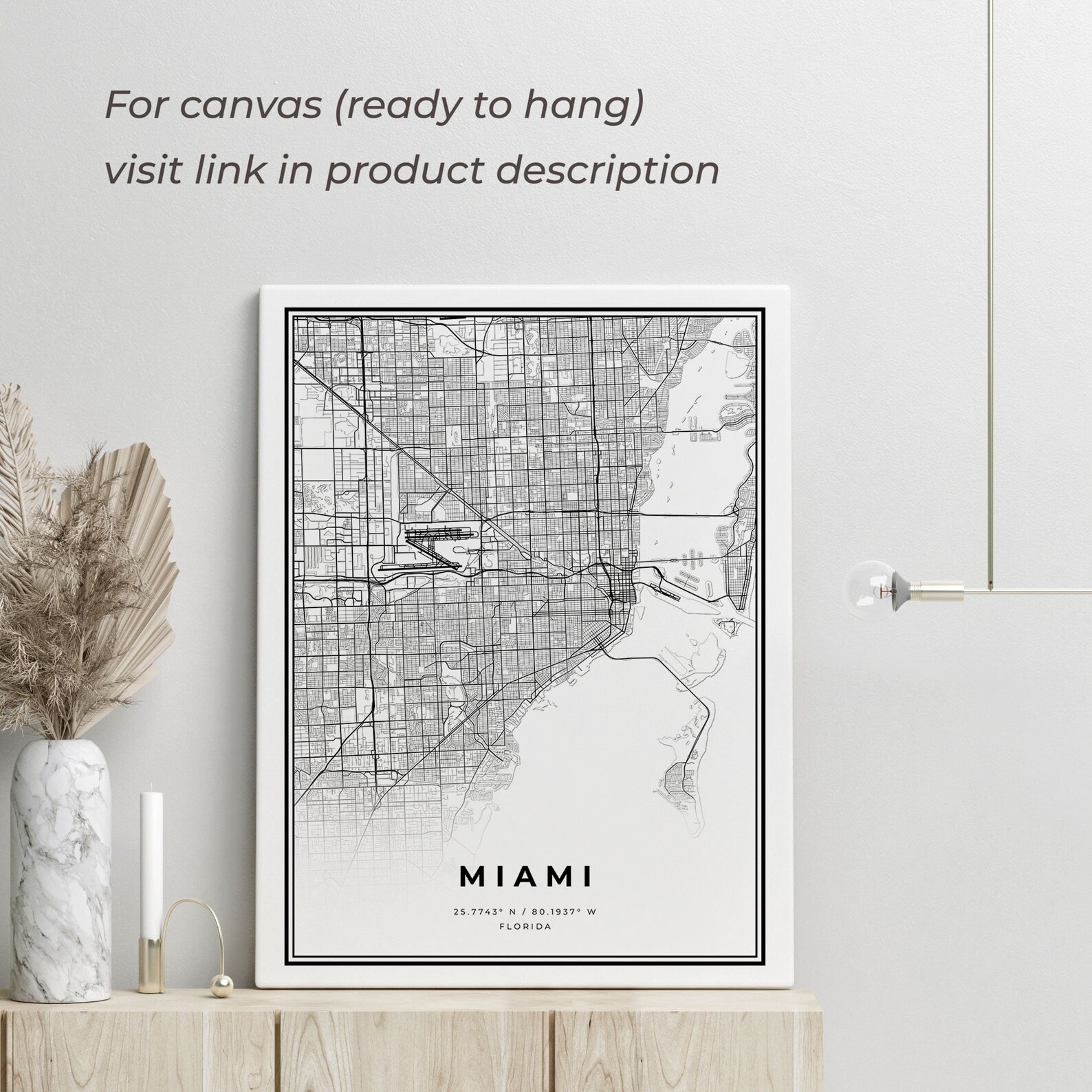 Miami Map Print Miami Street Map Poster Florida Modern | Etsy
