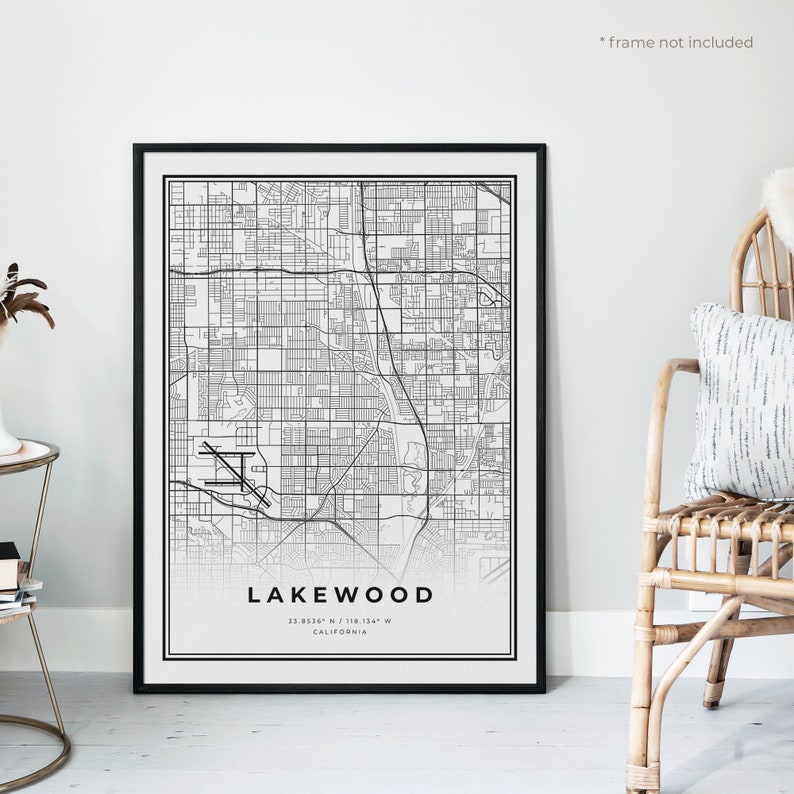 Lakewood Map Print Lakewood Street Map Poster California Etsy