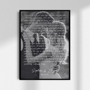 Benutzerdefinierte Foto Brief Druck, personalisiertes Geschenk mit Ihrem Text, Liebesbrief Wandkunst, Geschenk für Paar / Mutter / Freundin, Sentimentales Andenken