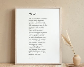 Alone by Edgar Allan Poe Poem Print - Poetry Print Gift, Literaty Poster, Poem Wall Art, Poem Poster, Home Decor Print | PE71