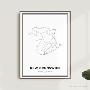New Brunswick Map Print, New Brunswick Street Map Poster, Canada, Modern Minimalist Map, Office Wall Art, Housewarming Birthday Gift | MW713