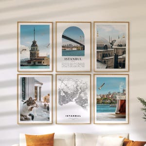 Galleriväggkonst i Istanbul | Set med 6 färgglada tryck, resefoton från Turkiet, postersamling för Europa