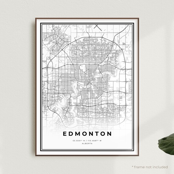 Edmonton Map Print Edmonton Street Map Poster Canada Modern Etsy