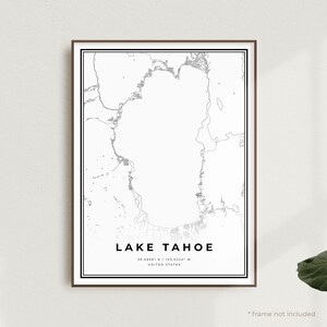 Impresión del mapa del lago Tahoe, póster del mapa callejero del lago Tahoe, Estados Unidos, mapa minimalista moderno, arte mural para oficina, regalo de cumpleaños para inauguración de la casa / MU507