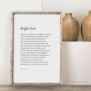 Bright Star by John Keats Poem Print - Poetry Print Gift, Literaty Poster, Poem Wall Art, Poem Poster, Home Decor Print | PE90