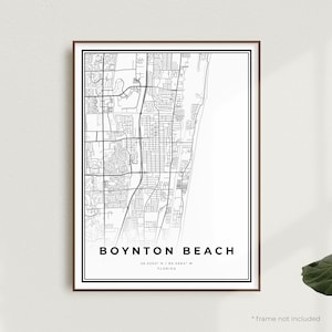 Stampa mappa Boynton Beach, mappa stradale Boynton Beach, Florida, mappa minimalista moderna, arte murale per ufficio, regalo di compleanno per inaugurazione della casa / MU474