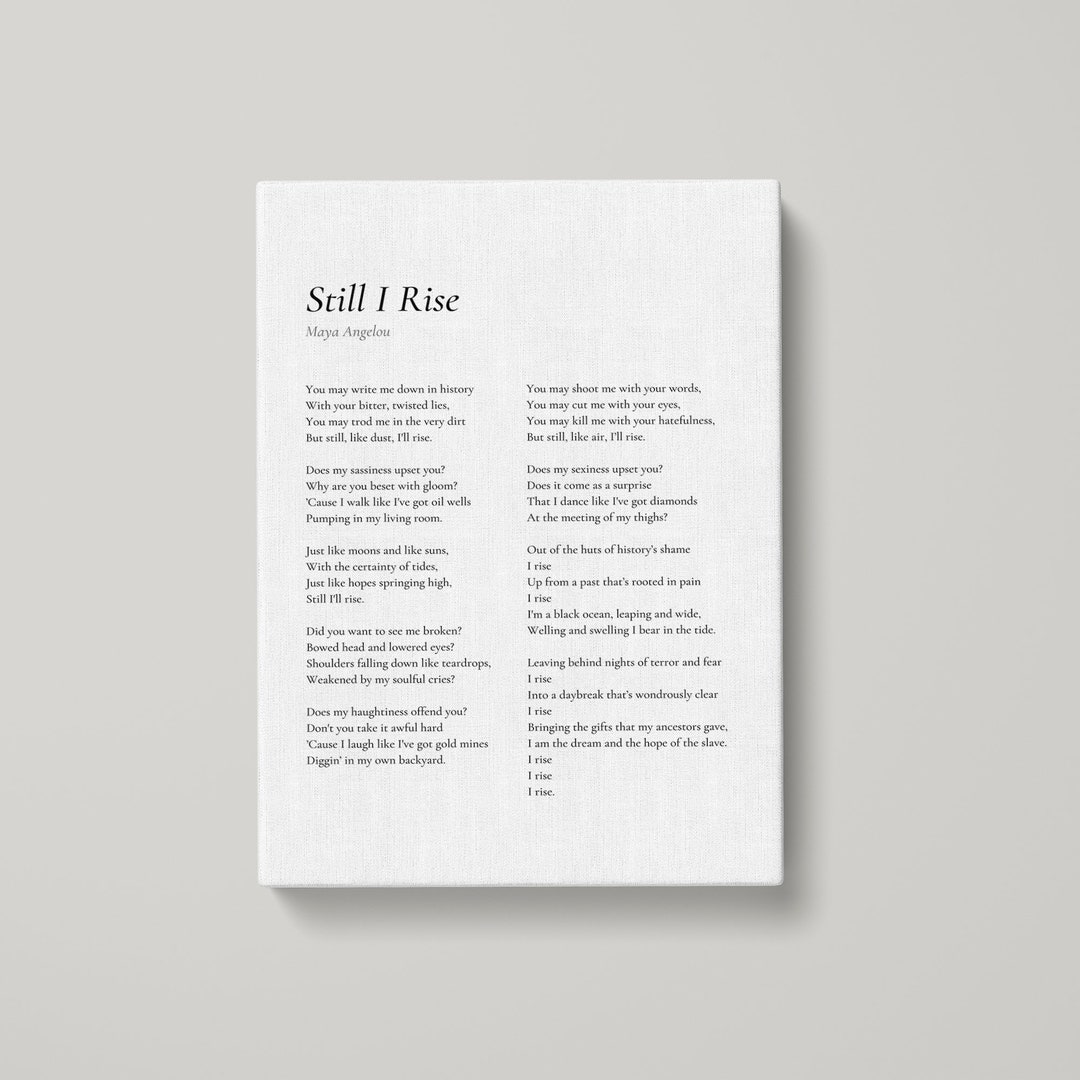 Still I Rise by Maya Angelou Poem Canvas Print Poetry Print - Etsy UK