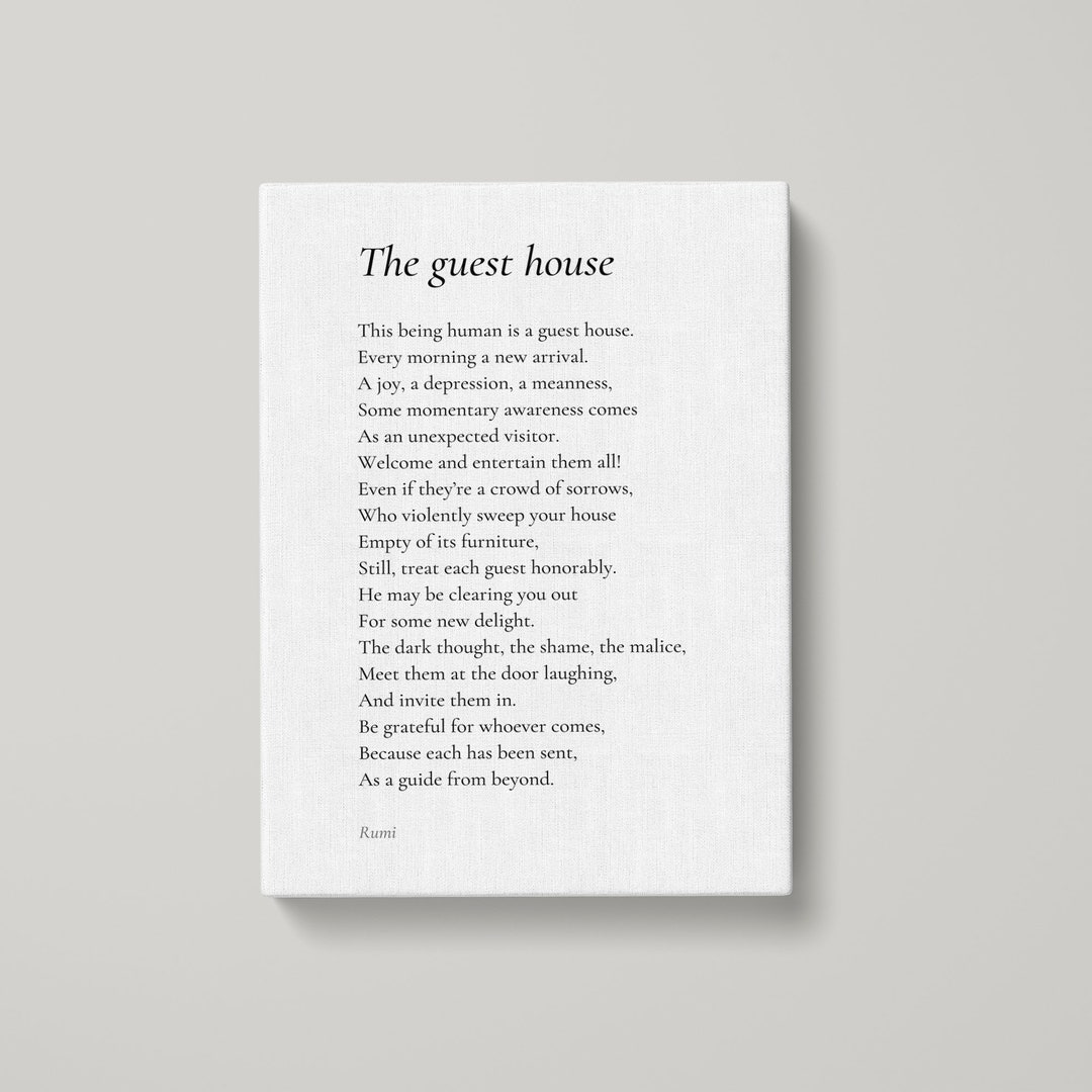 The Guest House by Rumi Poem Canvas Print - Poetry Print Gift, Canvas ...