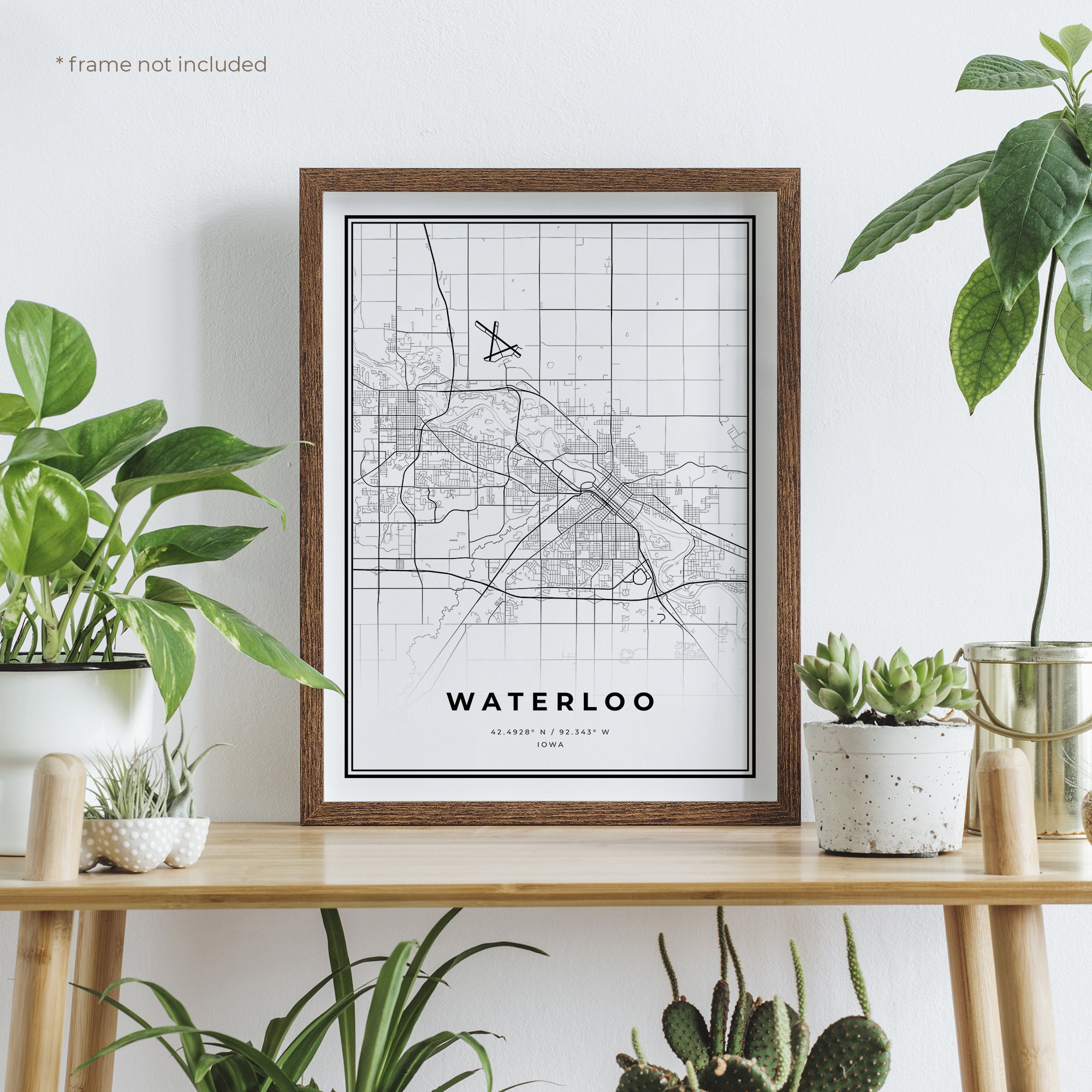 Waterloo Map Print Waterloo Street Map Poster Iowa Modern | Etsy