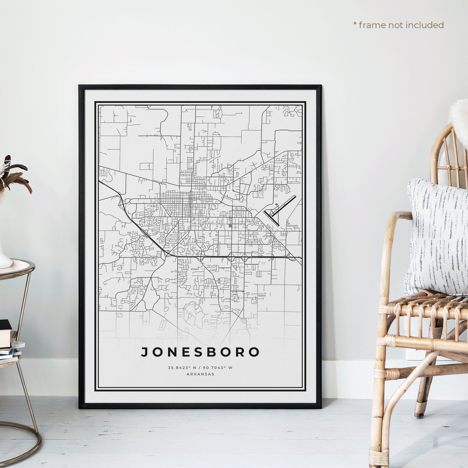 Jonesboro Map Print Jonesboro Street Map Poster Arkansas Etsy