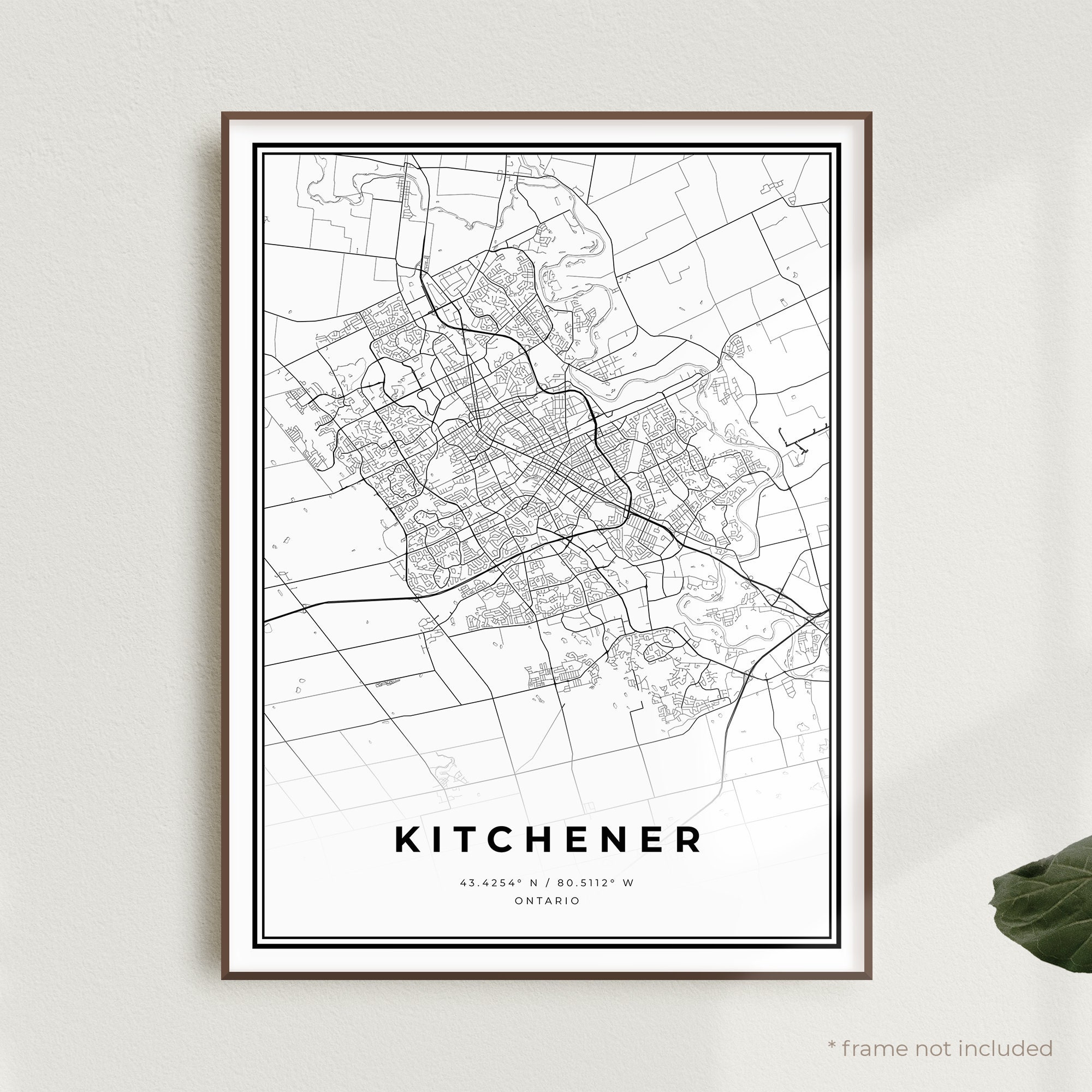 Kitchener Map Print Kitchener Street Map Poster Canada Etsy
