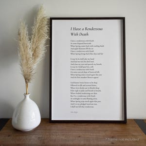 I Have a Rendezvous autorstwa Alana Seegera Poem Print - Poezja Print Gift, Literacki plakat, Wiersz Wall Art, Poem Poster, Home Decor Print | PE61