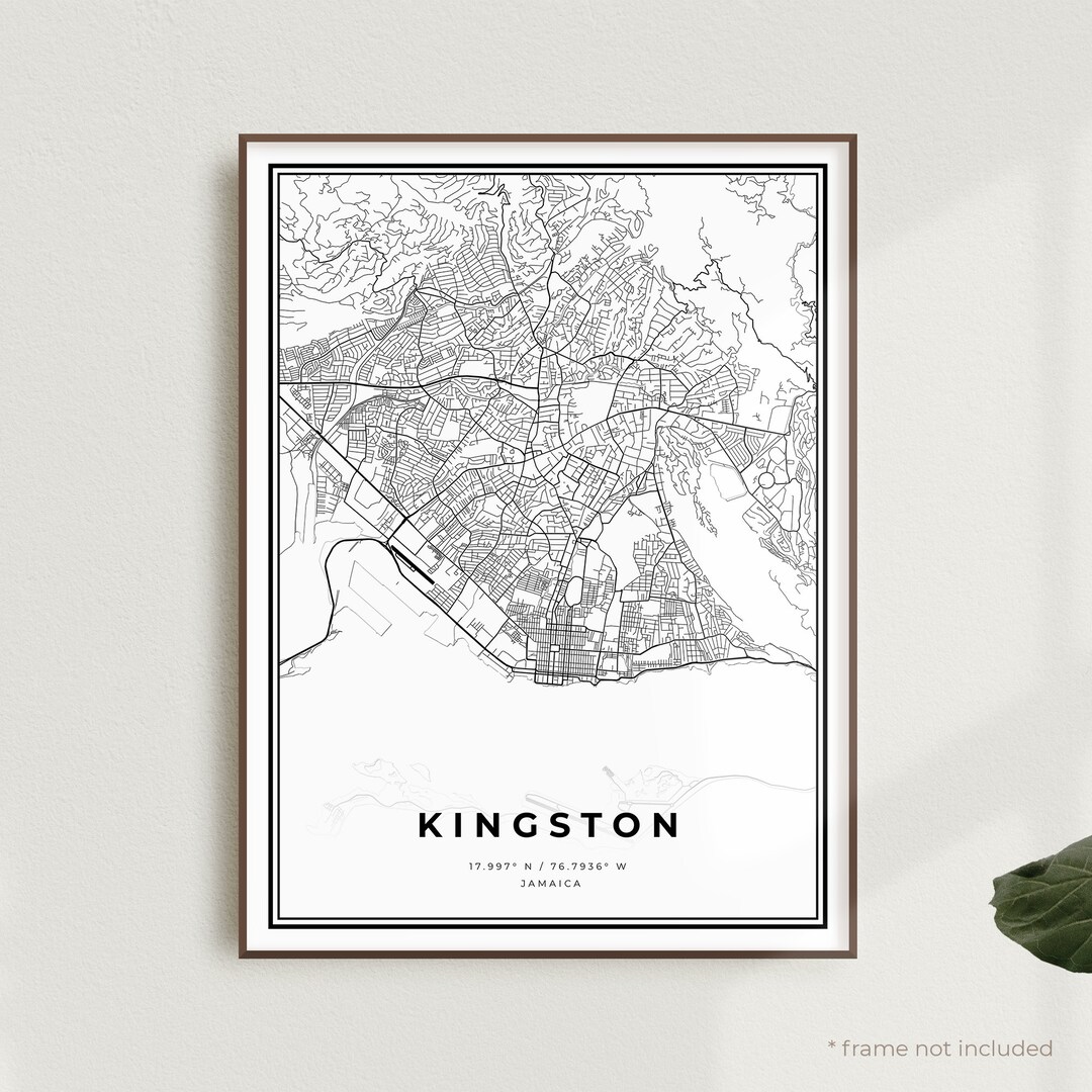Kingston Map Print Kingston Street Map Posterjamaica Etsy