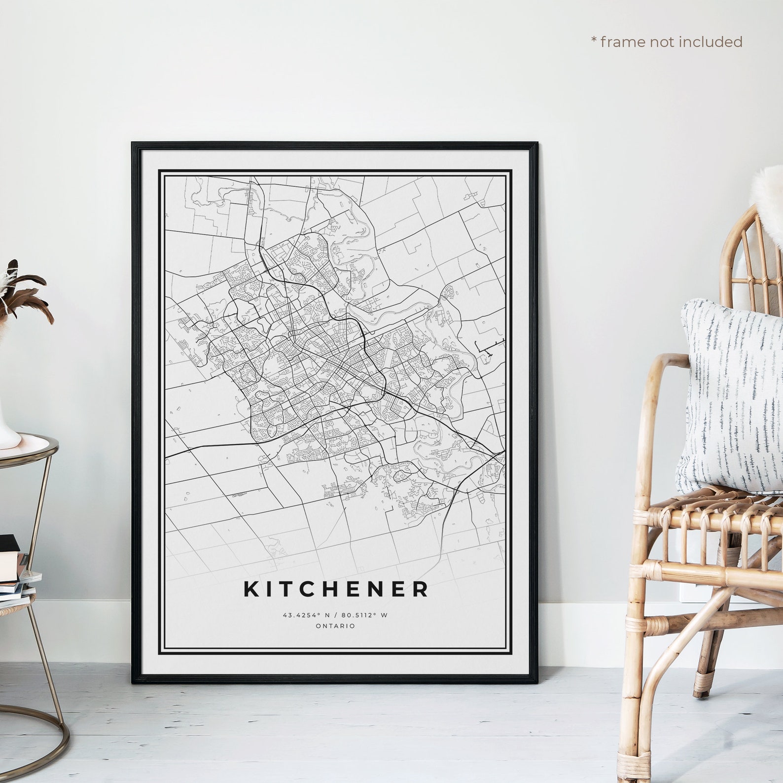 Kitchener Map Print Kitchener Street Map Poster Canada Etsy