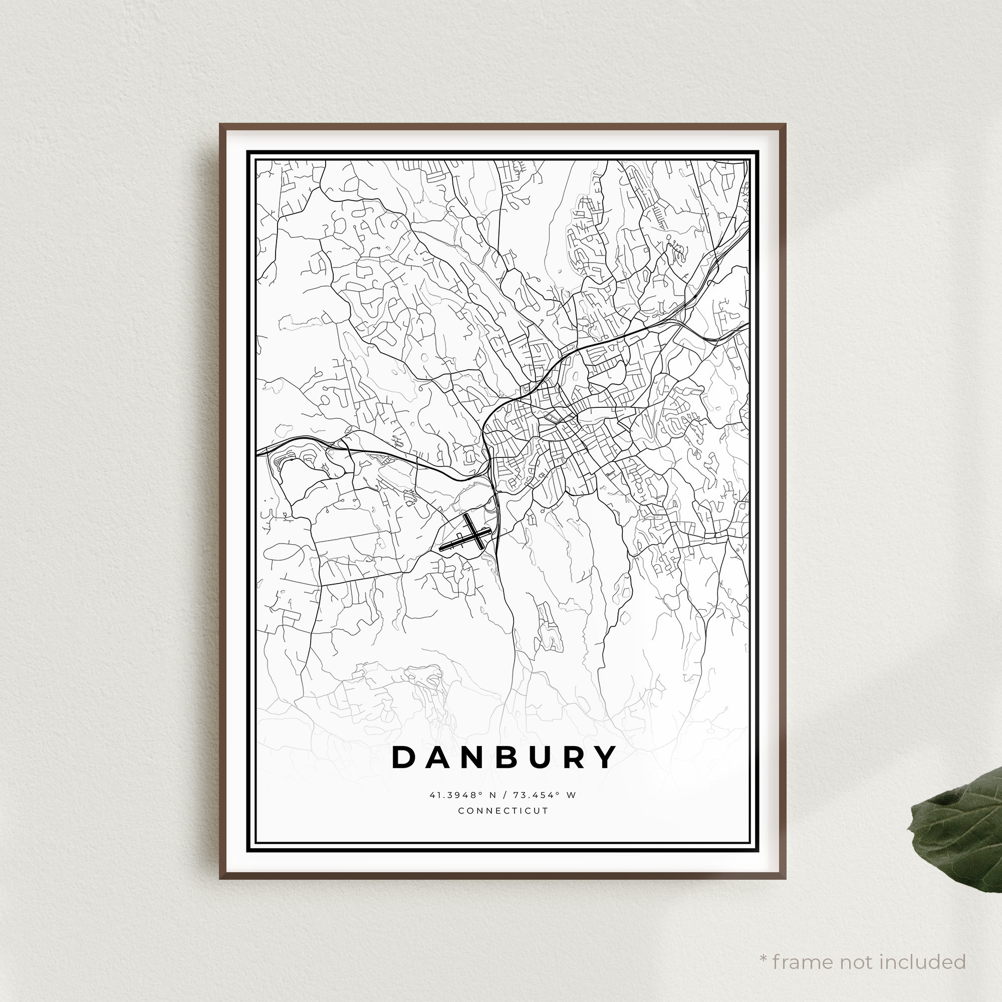 Danbury Map Print Danbury Street Map Poster Connecticut | Etsy