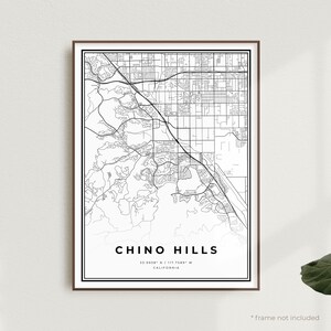 Chino Hills Map Print, Chino Hills Street Map Poster, California, Modern Minimalist Map, Office Wall Art, Housewarming Birthday Gift | MU434