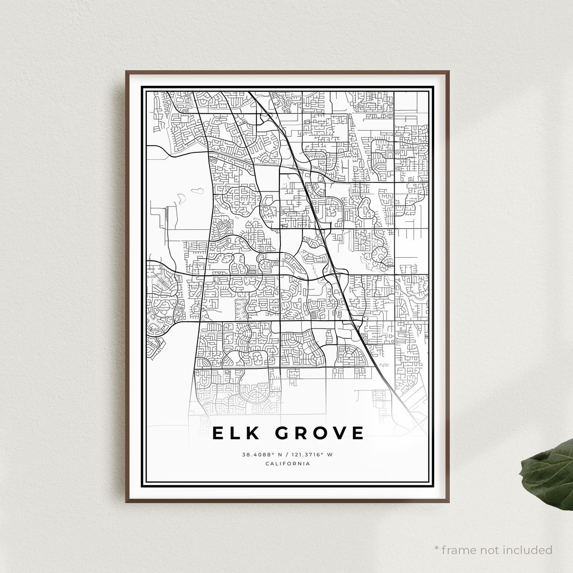 Elk Grove Map Print Elk Grove Street Map Poster California Etsy