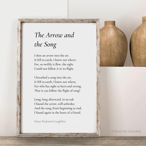 The Arrow di Henry Wadsworth Longfellow Poesia Stampa - Stampa di poesia Regalo, Poster di letteratura, Arte murale di poesia, Poster di poesia, Stampa di arredamento per la casa / PE81