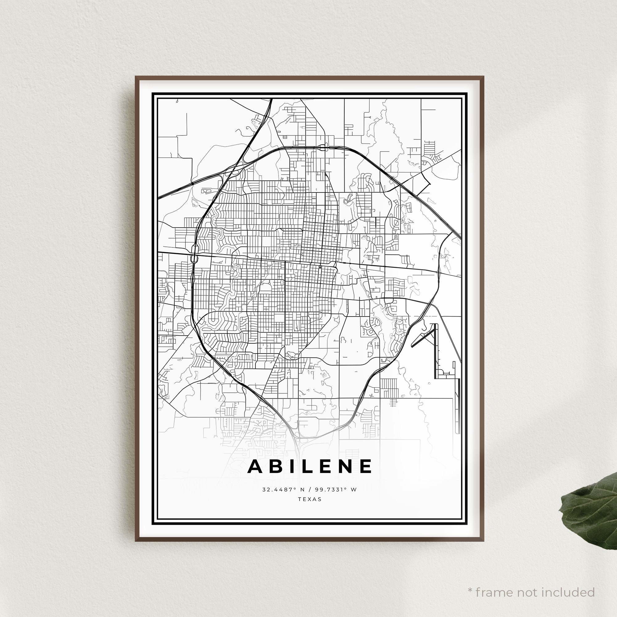 Abilene Map Print Abilene Street Map Poster Texas Modern | Etsy