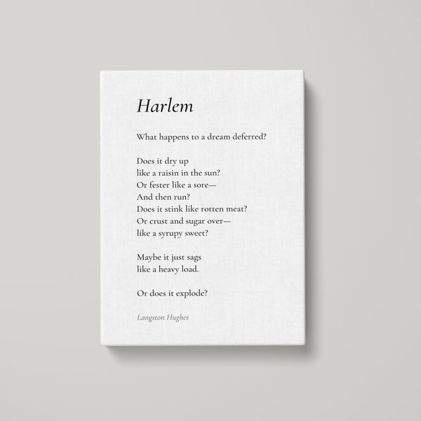 Harlem by Langston Hughes Poem Canvas Print - Poetry Print Gift, Canvas Print, Poem Wall Art, Poem Poster, Home Decor Print | MQ15