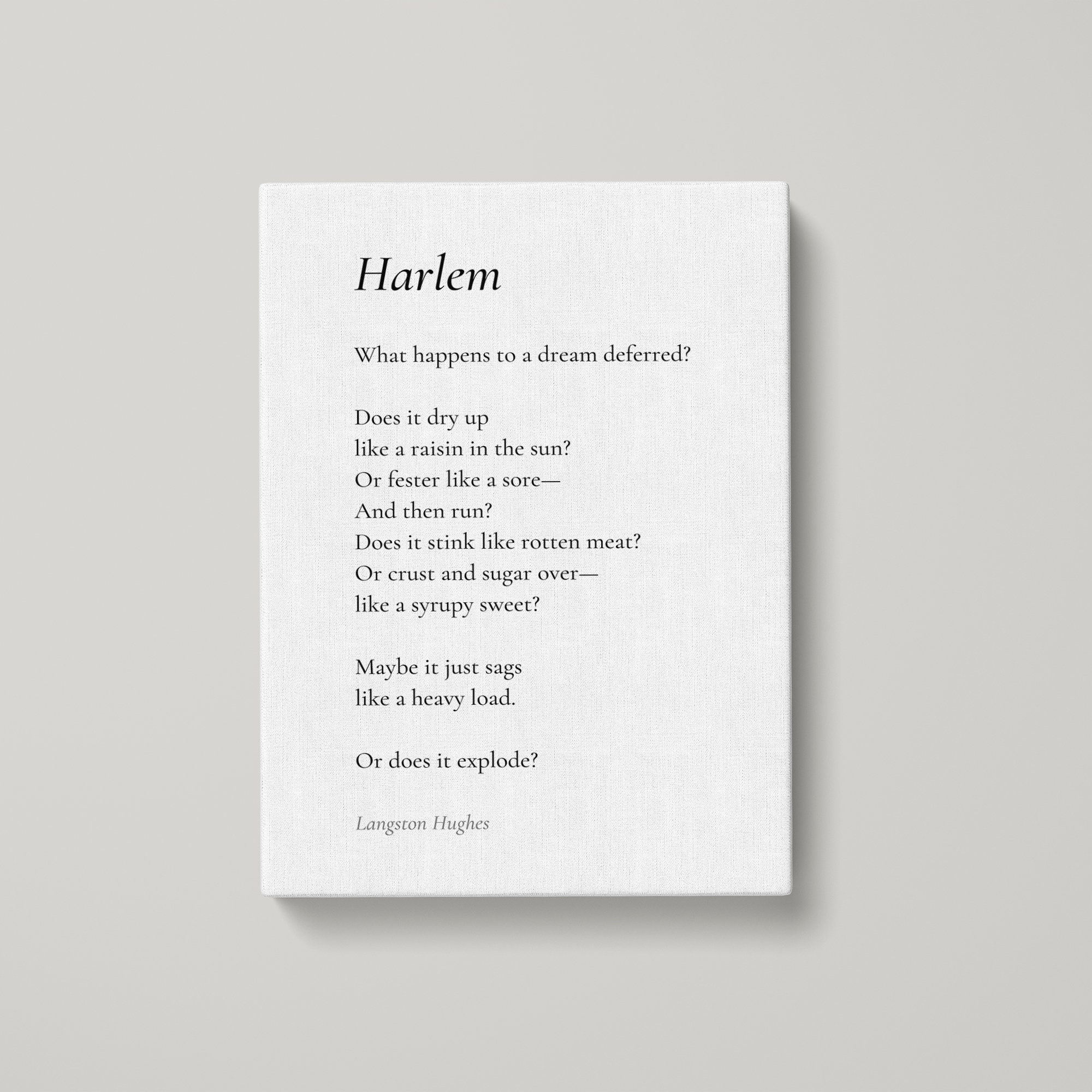Harlem by Langston Hughes Poem Canvas Print Poetry Print Etsy
