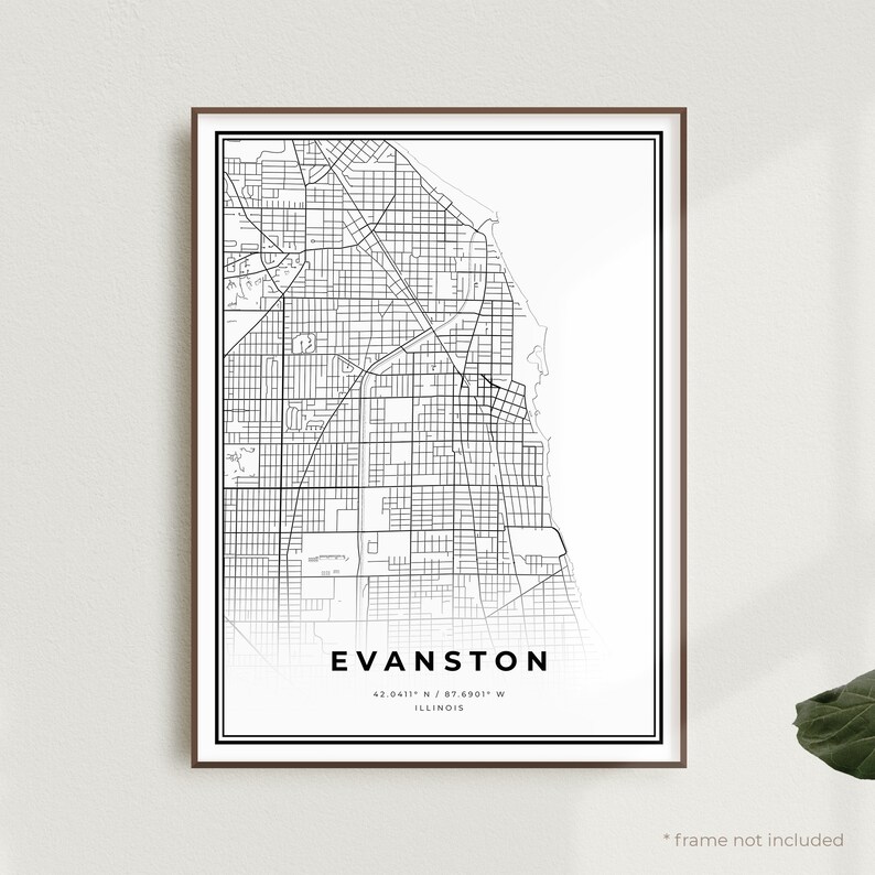 Evanston Map Print Evanston Street Map Poster Illinois | Etsy