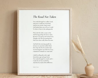 The Road Not Taken by Robert Frost Poem Print - Poetry Print Gift, Literaty Poster, Poem Wall Art, Poem Poster, Home Decor Print | PE03