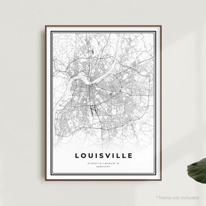Impression de carte de Louisville, affiche de plan des rues de Louisville, Kentucky, carte minimaliste moderne, art mural de bureau, cadeau d'anniversaire de pendaison de crémaillère | 28 ans et plus