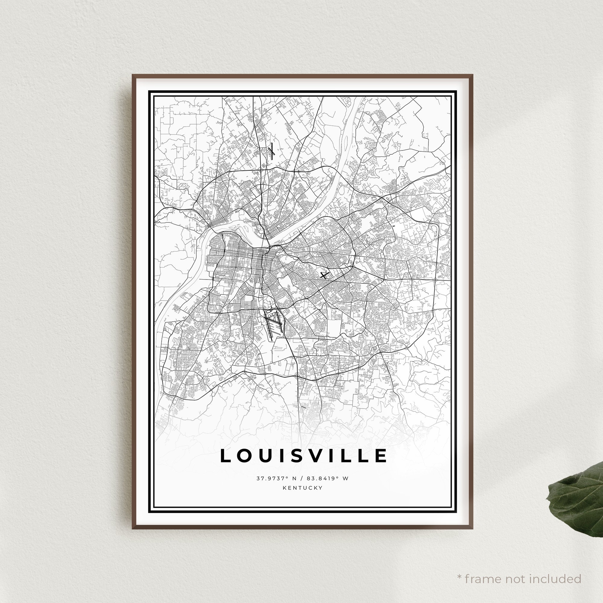 Squareious Louisville map Poster Print | Modern Black and White Wall Art |  Scandinavian Home Decor | Kentucky City Prints Artwork | Fine Art Posters