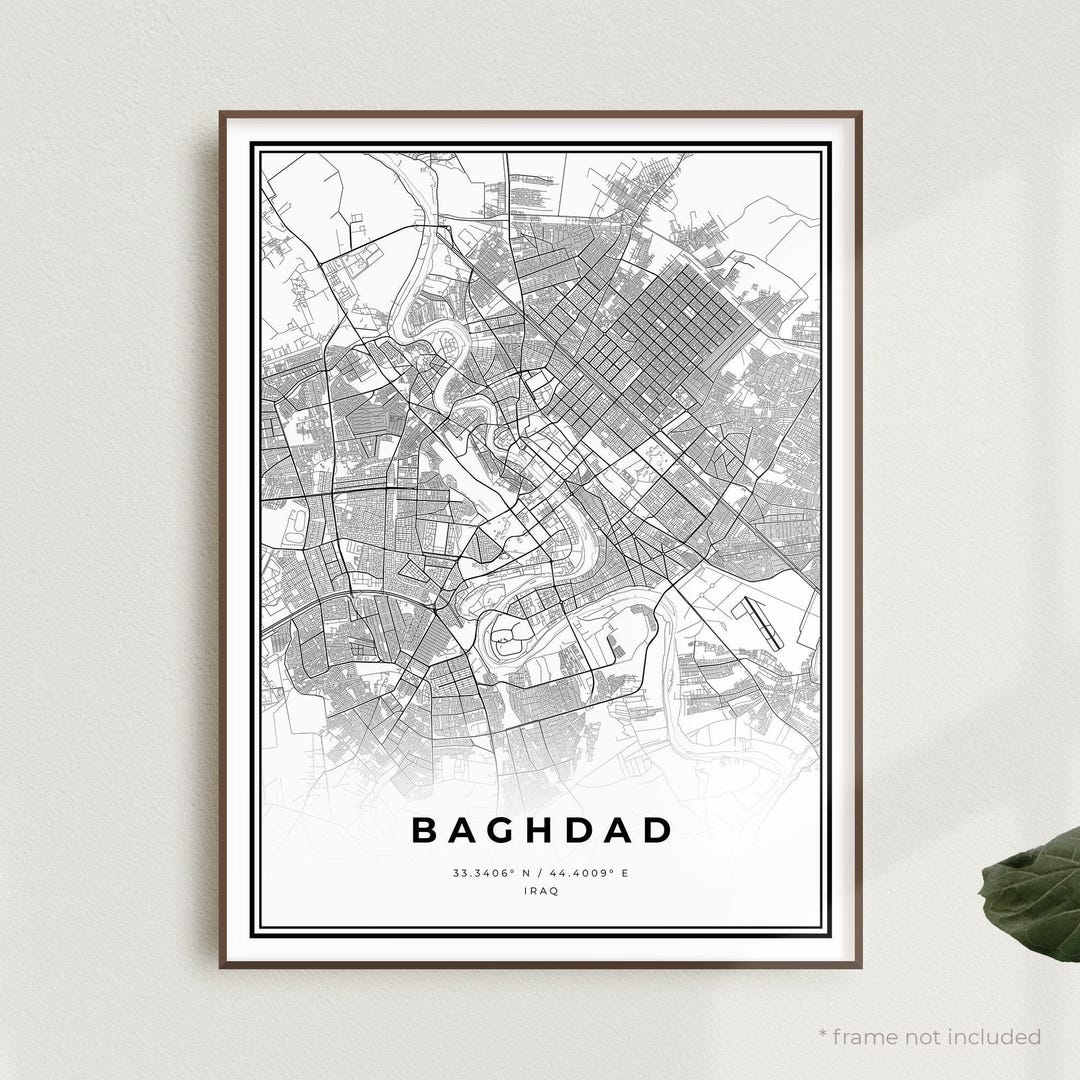 Baghdad Map Print, Baghdad Street Map Poster, iraq, Modern Minimalist ...