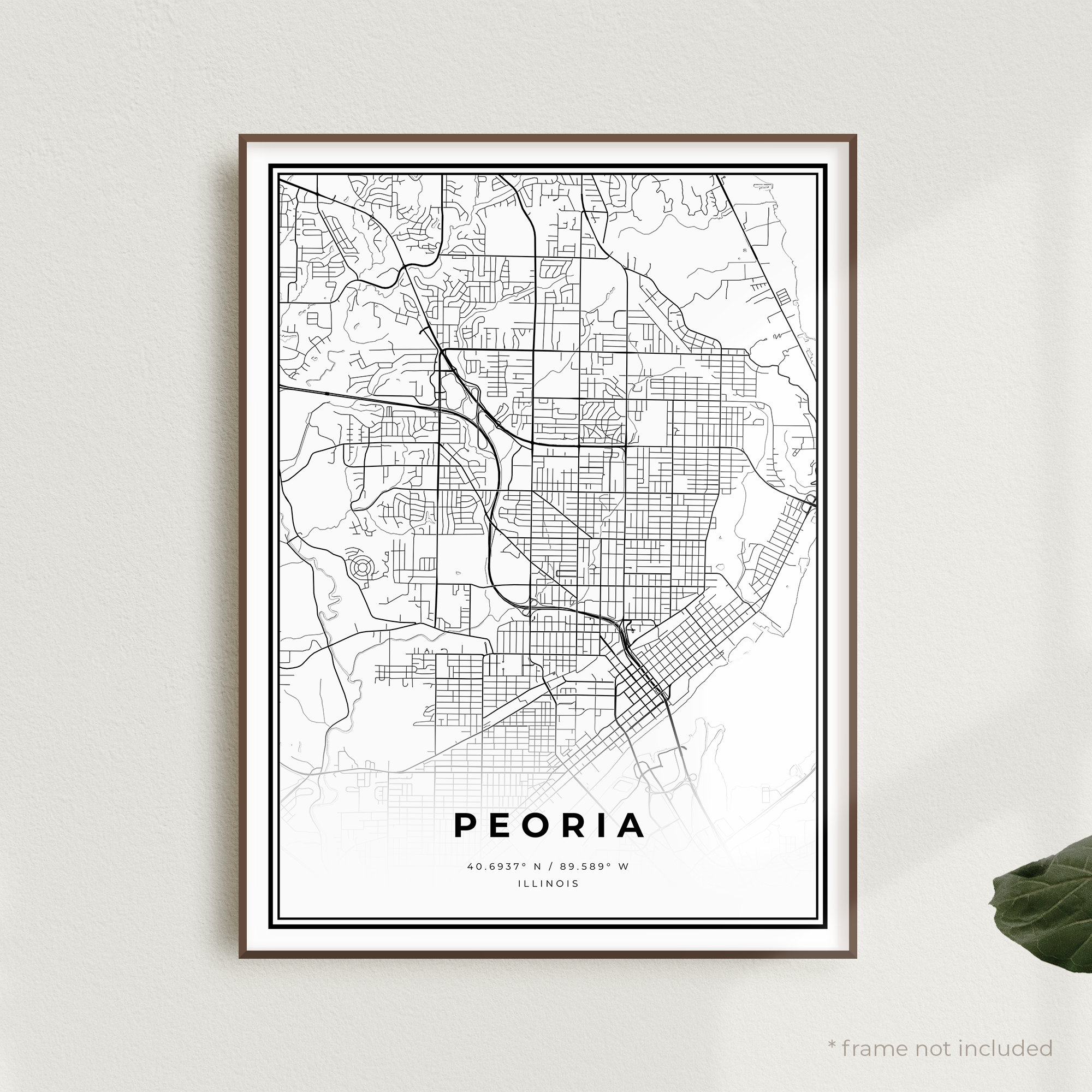 Peoria Map Print Peoria Street Map Poster Illinois Modern Etsy