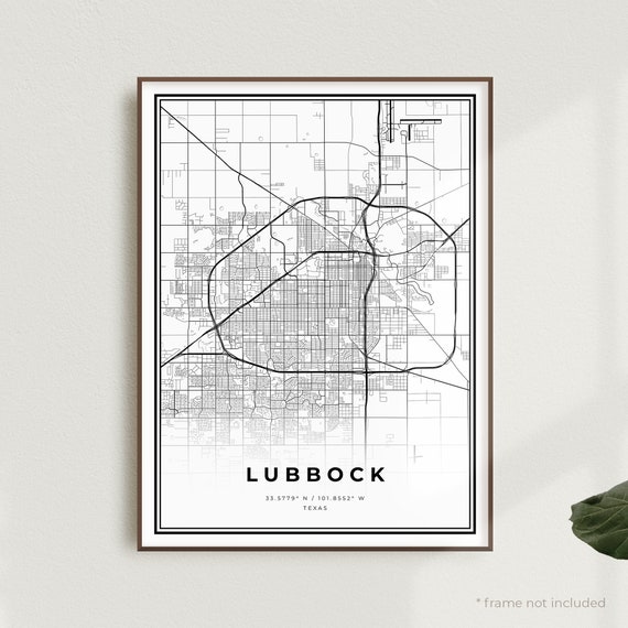 Lubbock Map Print Lubbock Street Map Poster Texas Modern - Etsy